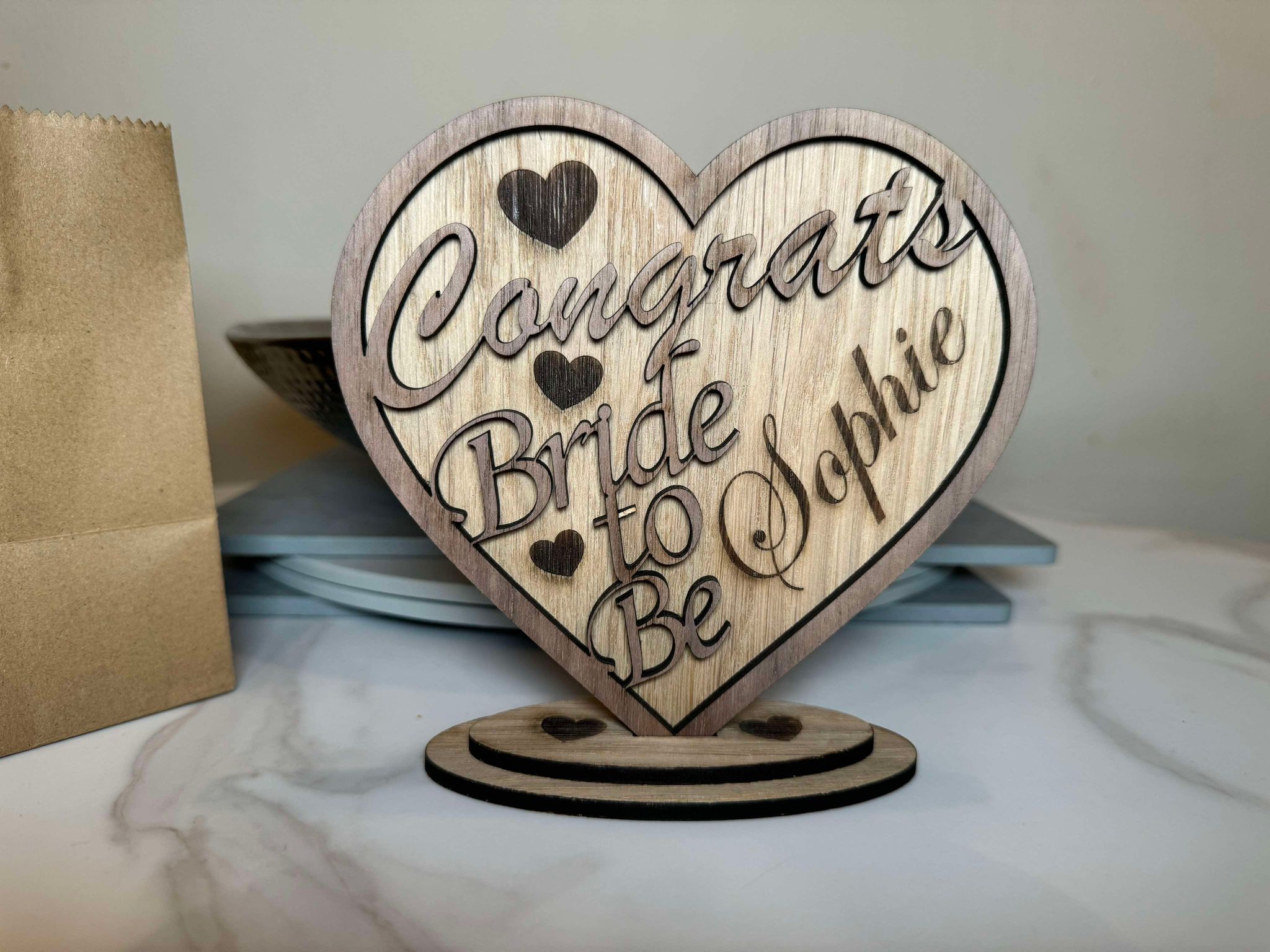 Wooden Custom Congrats To Be Bride Gift.