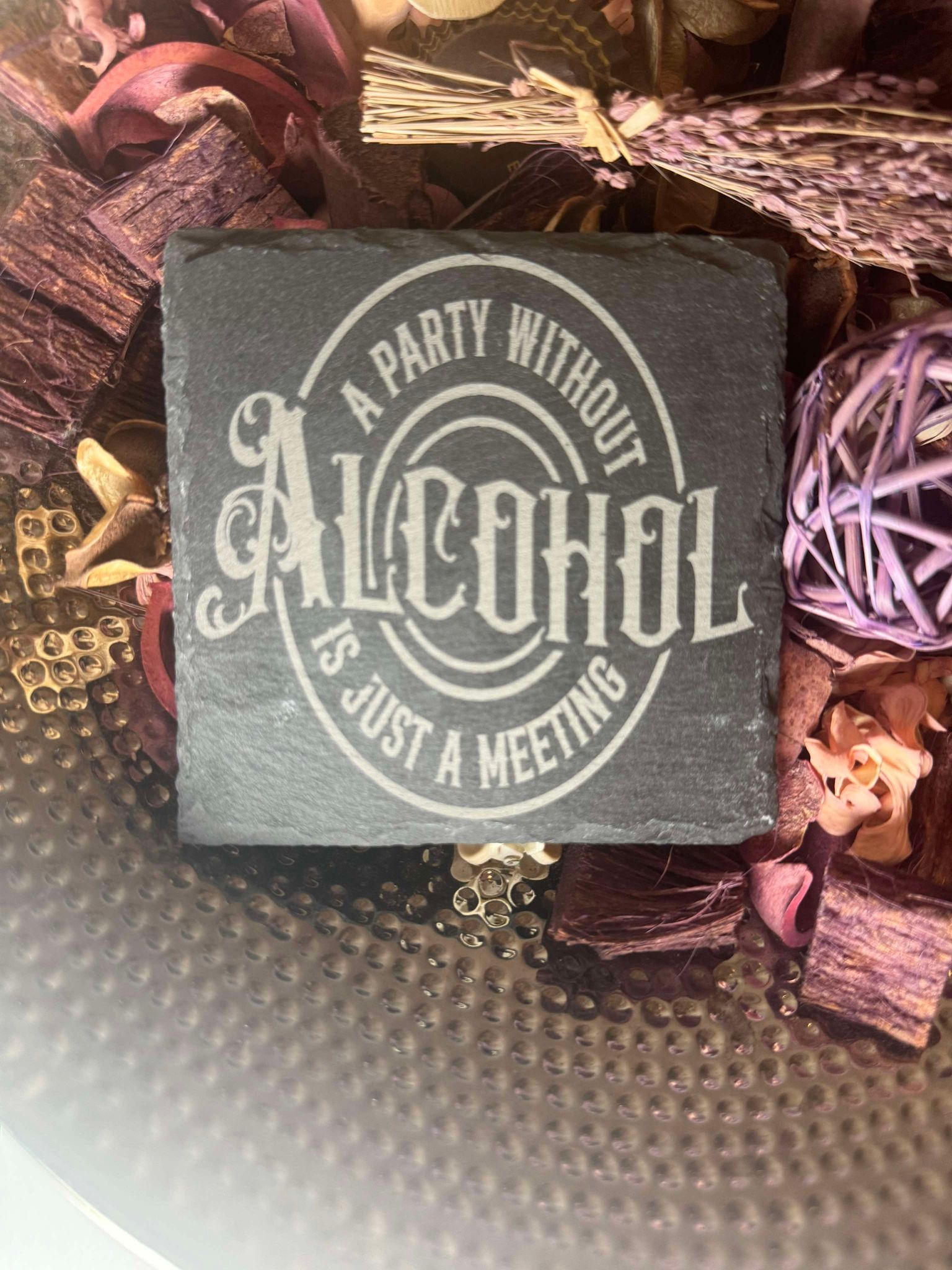 High-quality slate coasters for drinks.