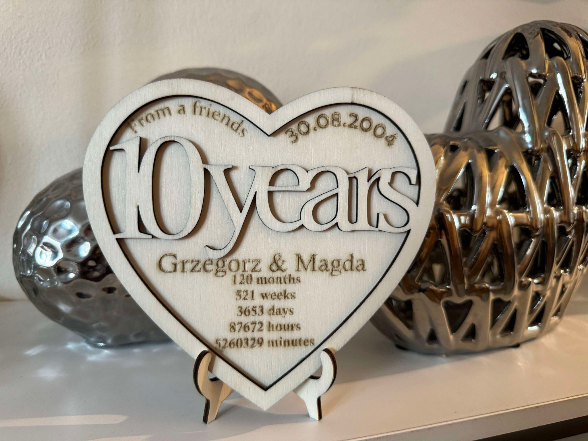 Wooden 10th Wedding Anniversary Card Keepsake Personalised Gift. - Image 4