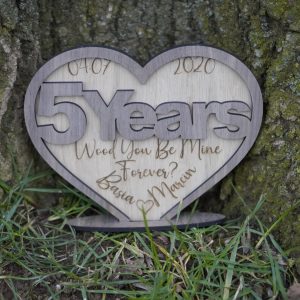 5th wedding anniversary wooden plaque with custom engraving