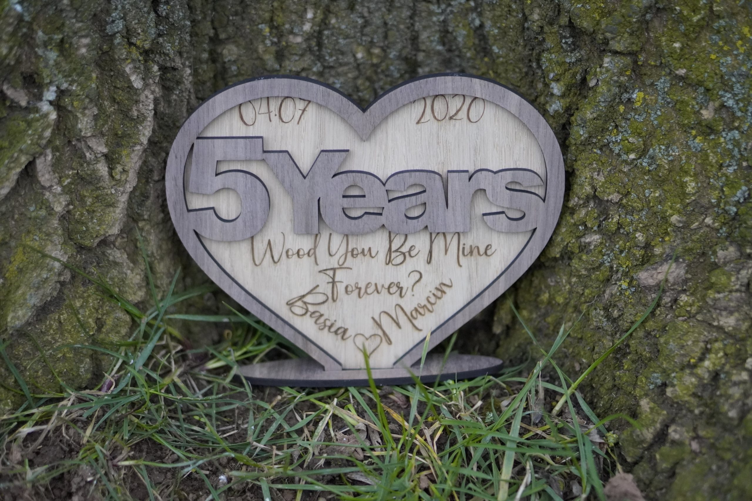 5th wedding anniversary wooden plaque with custom engraving