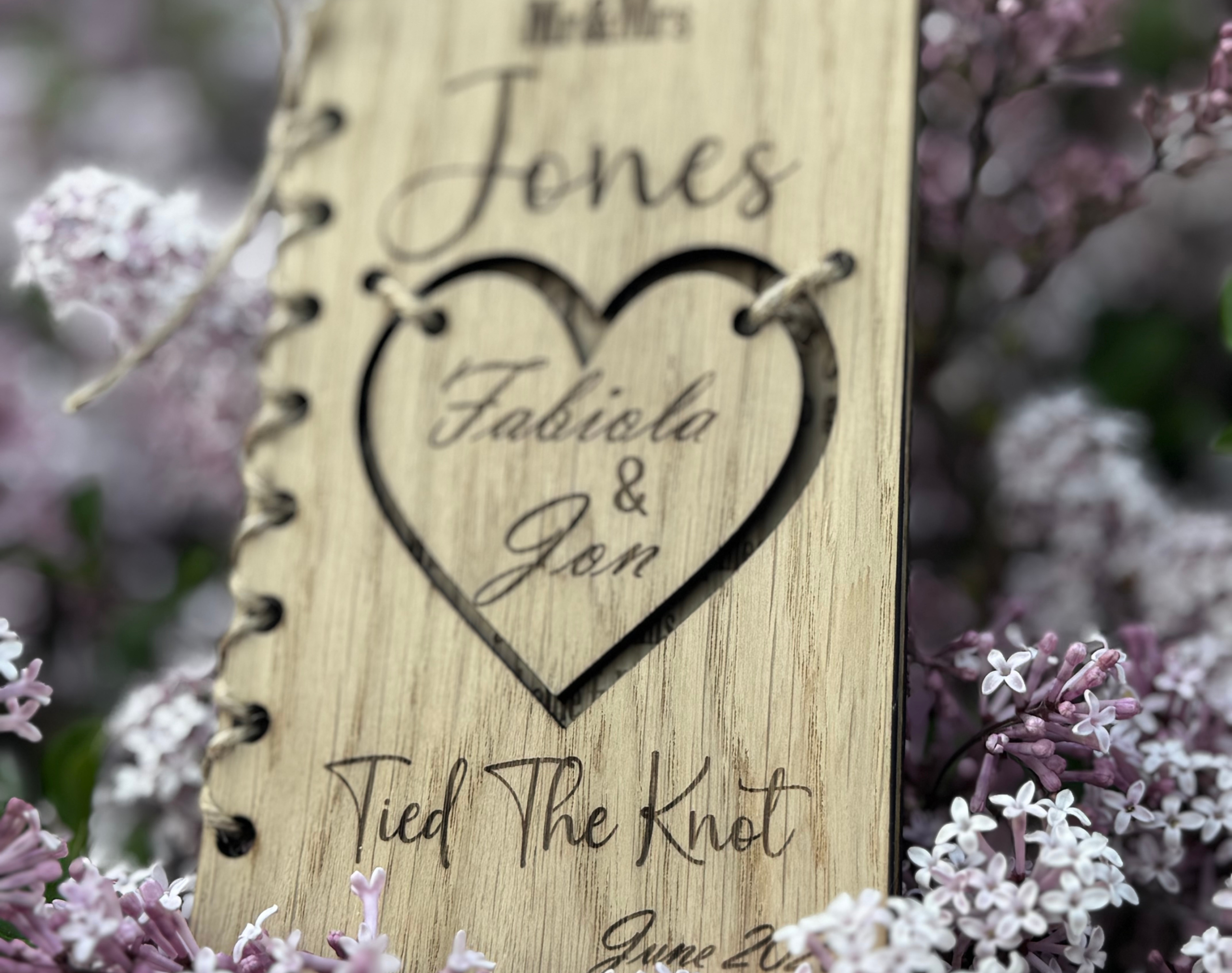 Personalised Wooden Mr & Mrs Wedding Card – Heart Keepsake with Names, Date & Message - Image 4