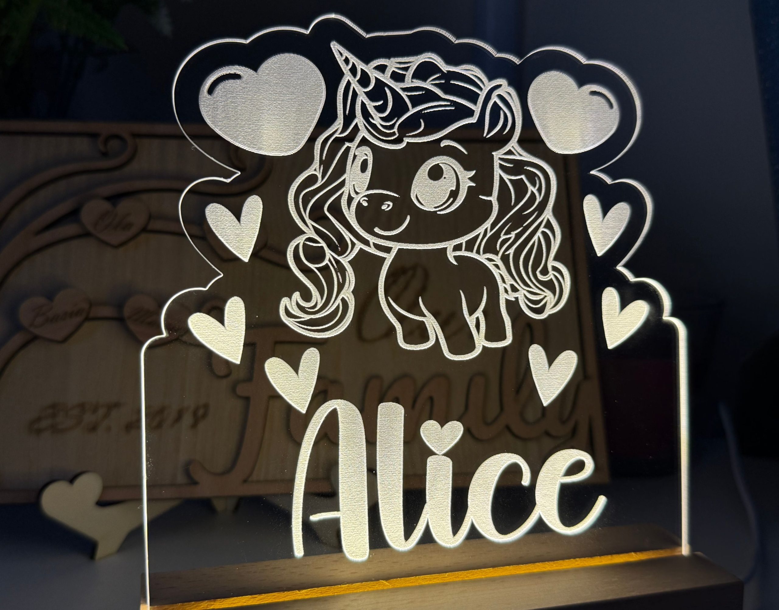 Personalised Unicorn Night Light Custom Name