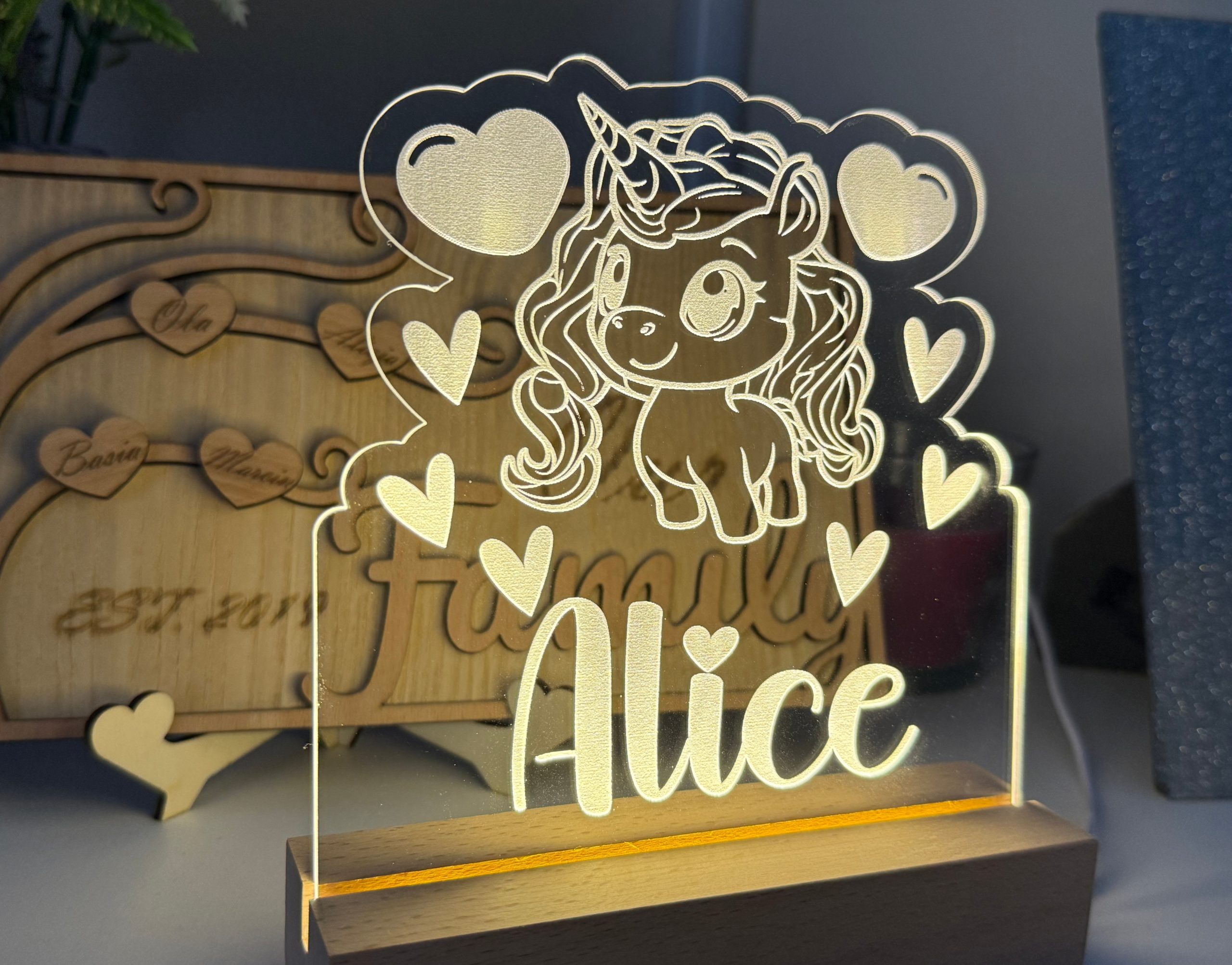 Personalised Unicorn Night Light Custom Name Nursery Lighting - Image 3