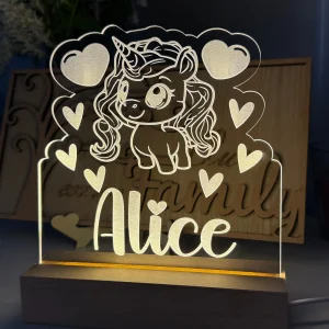 Personalised Unicorn Night Light Custom Name