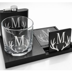 Whiskey Glass Set with stand and personalised plaque